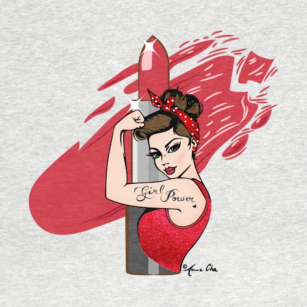 Girl Power Red Lipstick vintage Pinup Lashes retro make up artist make up lover Icon by annechaart